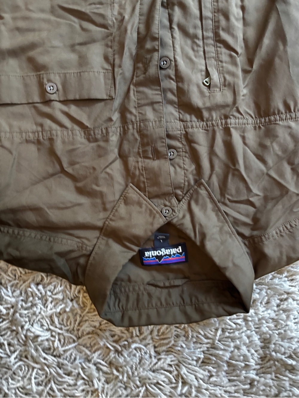 Patagonia Short Sleeve Utility Shirt - Olive camping hiking size men’s large - Picture 3 of 6